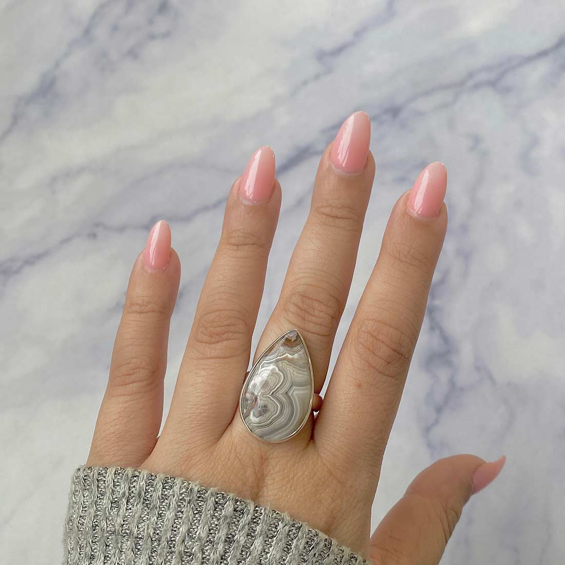 Crazy Lace Agate Adjustable Ring-(CLA-R-22.)